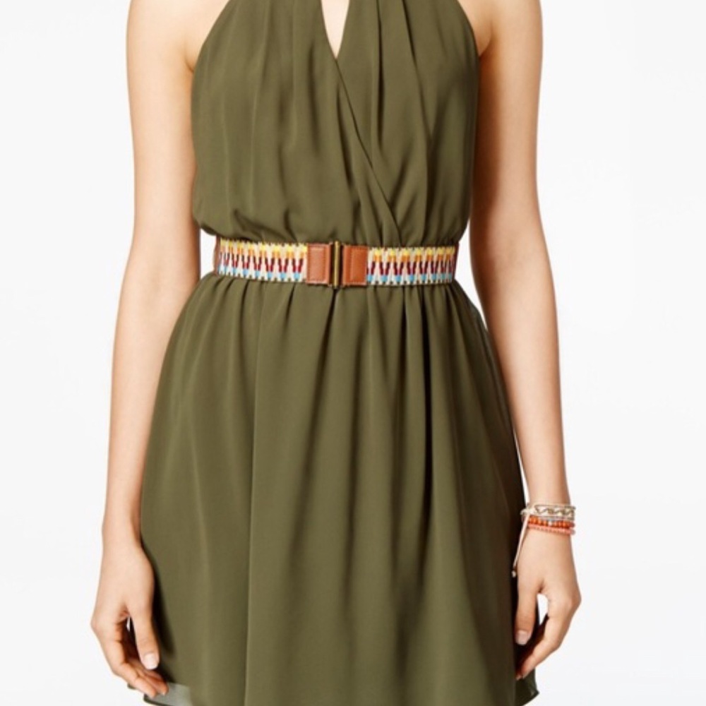 BCX olive green dress with belt